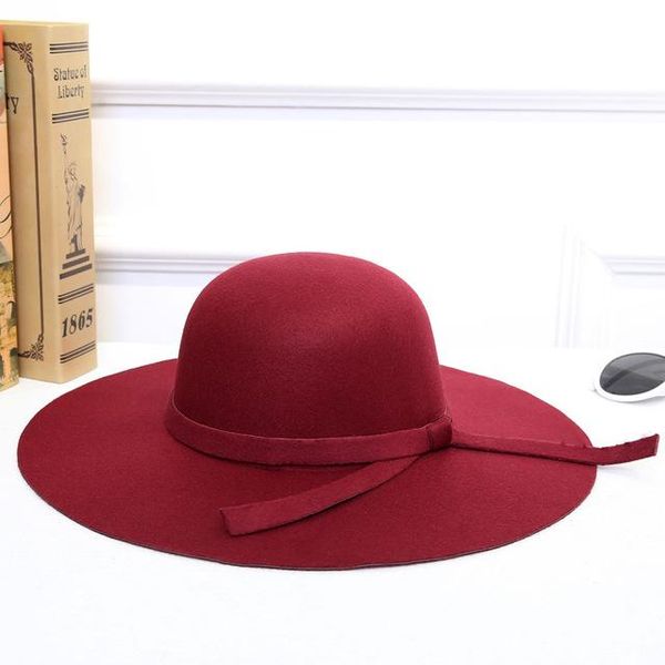 

stingy brim hats 2021 trendy vintage women fashion classic retro jazz warm ladies fedora bucket cotton sweet caps wide sun hat, Blue;gray