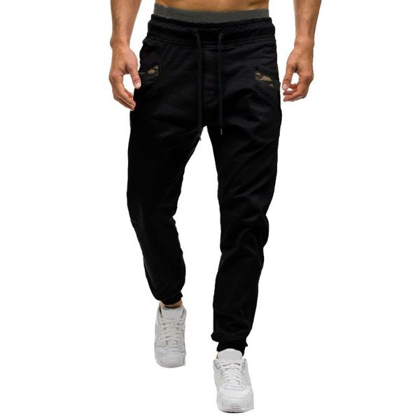 

men's pants men sweatpants joggers casual sport slim fit solid trousers running jogging gym track pantalon homme, Black