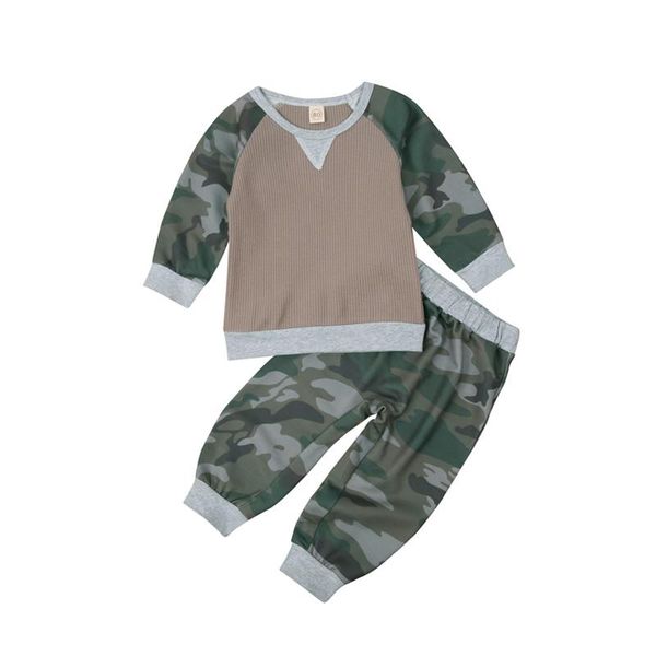 

clothing sets 2pcs set toddler kids baby girl long sleeve pullover t-shirt camouflage pant trouser outfits children clothes, White