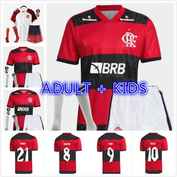 

kids kit 21 22 flamengo jersey 2021 2022 flemish de arrascaetao ribeiro diego soccer jerseys goleiro flamengo gabriel b football shirt, Black;yellow