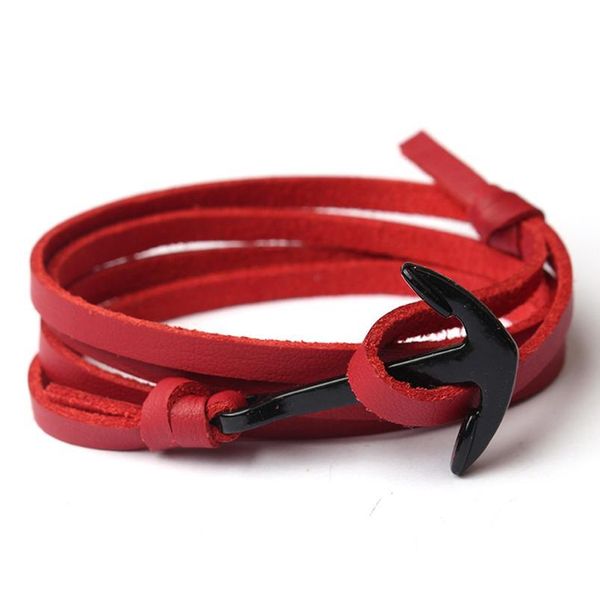 

eif dock black anchor punk style design multi-layer genuine leather bracelet for men navy style summer beach gift male b jllfdx