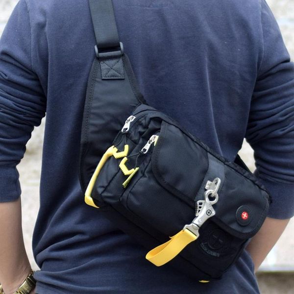 

outdoor bags korea multipocket shoulder bag hiking chest crossbody city fashion bagpack long strap messenger 10-inch tablet nylon