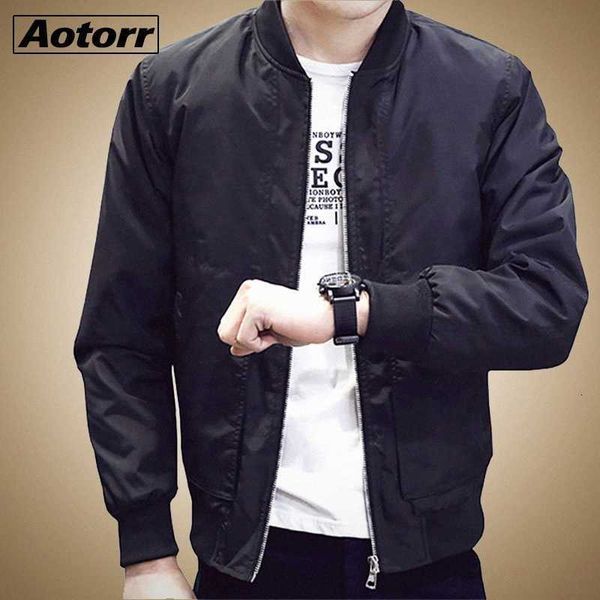 

2021 new bomber jacket men spring autumn hip hop casual outwear mens baseball collar fashion male solid jacket streetwear coats jzau#, Black;brown