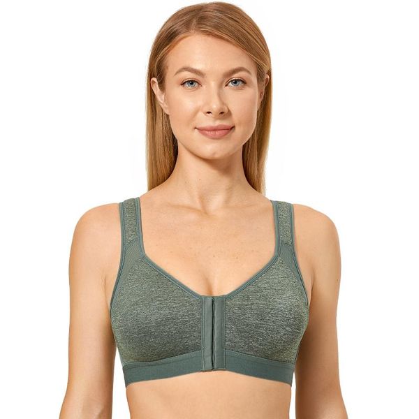 

women's front closure posture wireless back support x-shape back non padded full coverage bra big size, Red;black