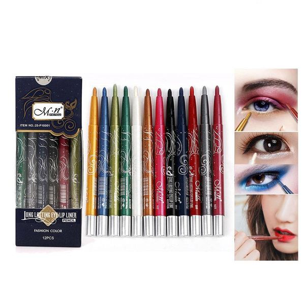 

eye shadow 12 colors pearlescent eyeliner pen cos body painting