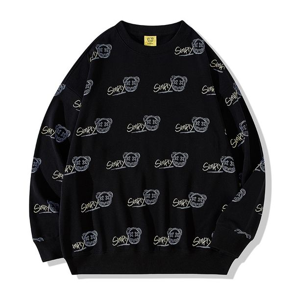 

autumn and winter 2021 new all over graffiti letters demon round neck sweater tide brand ins style hip hop loose top, Black