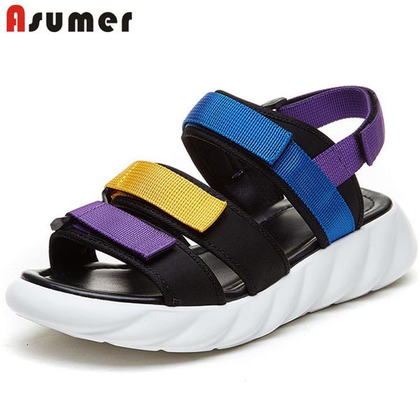 

dress shoes asumer 2021 arrive women sandals mixed colors fashion comfortable flat platform sneaker summer casual ladies, Black