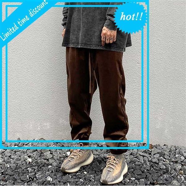 

solid velvet casual trousers men and women drawstring oversize streetwear loose sweatpants hip hop baggy sweat pants, Black