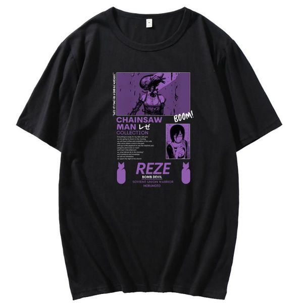 

men's t-shirts japan anime t shirt men chainsaw manga tshirt cartoon pochita makima t-shirt summer loose casual short-sleeved, White;black
