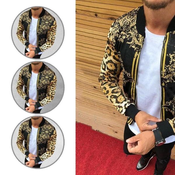 

men's jackets european style fashionable leopard male winter coat casual print for daily wear, Black;brown