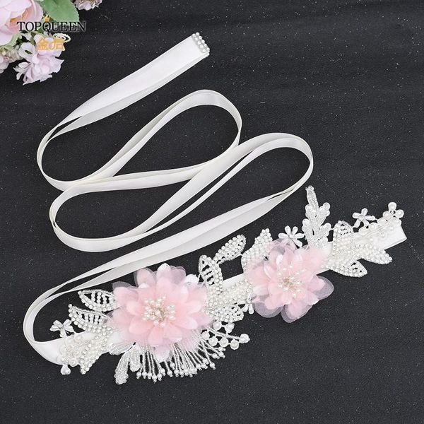 

wedding sashes ueen s498 elegant pink bridal belt tassel embellished beaded for bridesmaid dresses pearl dress women, White
