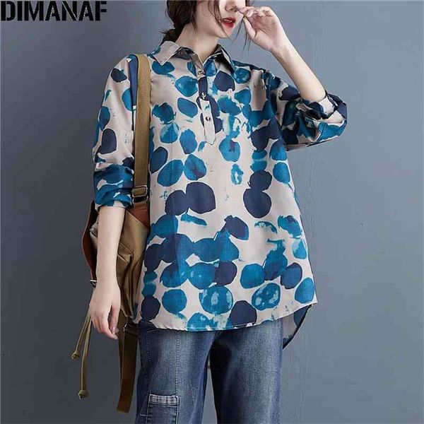 

plus size women blouse polka dot autumn linen &tees casual female oversize loose long sleeve vintage style 210531, White