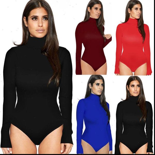 

womens long sleeve bodysuit stretch ladies leotard body turtle neck jumpsuit drop shipping good quality, Black;white