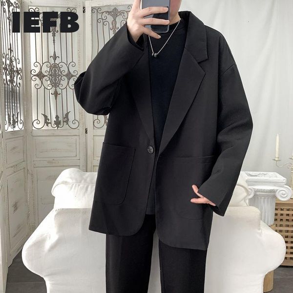 

men's suits & blazers iefb 2021 spring autumn korean fashion casual suit jacket loose single button oversized trend black coat y8199, White;black
