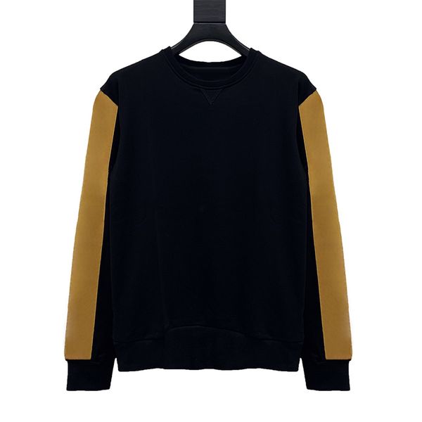 

new fashion sweatshirt hoodie couples letter print pullover mens round neck long sleeves with checked pattern on the arm, Black