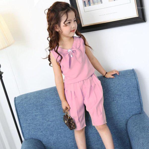 

girls summer 2021 children's clothing little girl chiffon two pieces sets 12 clothes 11 children 10 casual suit 8 years old1, White