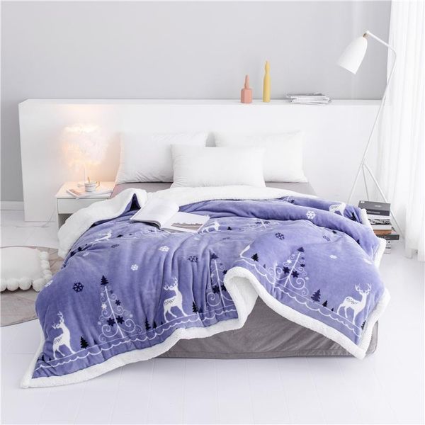 

christmas elk blanket flannel lamb wool multifunctional blanket autumn winter warm soft bed cover home decor textile 150x200