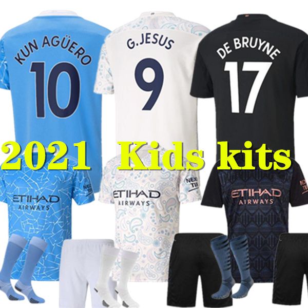 

2021 kids kits messi sterling jersey g.jesus ferran de bruyne messi foden ake ruben ake walker bernardo children youth kits soccer jersey, Black;yellow