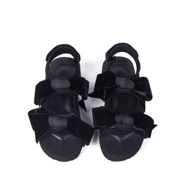 

sandals summer thick-soled bow fairy wind beach shoes women platform for sandalias de verano para mujer playa, Black
