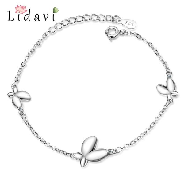 

link, chain lidavi 925 sterling silver sweet simple butterfly bracelet temperament personality statement jewelry for women gifts vbs4022, Black