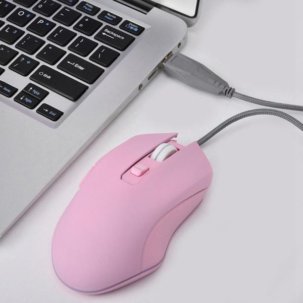 

mice pink optical mouse silent gaming computer wired mause mute pretty backlit colorful 3200dpi for girl gift pc game