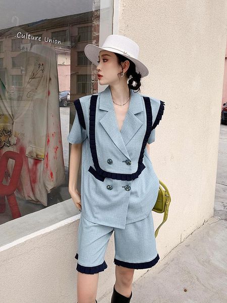 

women's tracksuits korean and shorts 2021 summer fashion suit ensemble femme survetement year-old female costume costumes for women, Gray