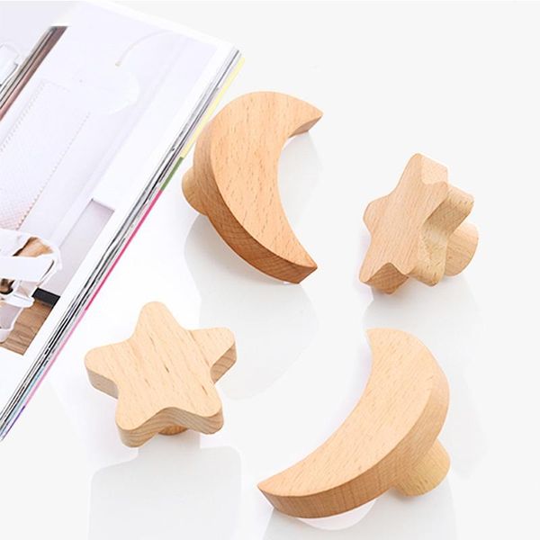 

hooks & rails 1pc star moon wooden decorative coat hook hanger wall-mounted organizer home decoration nordic