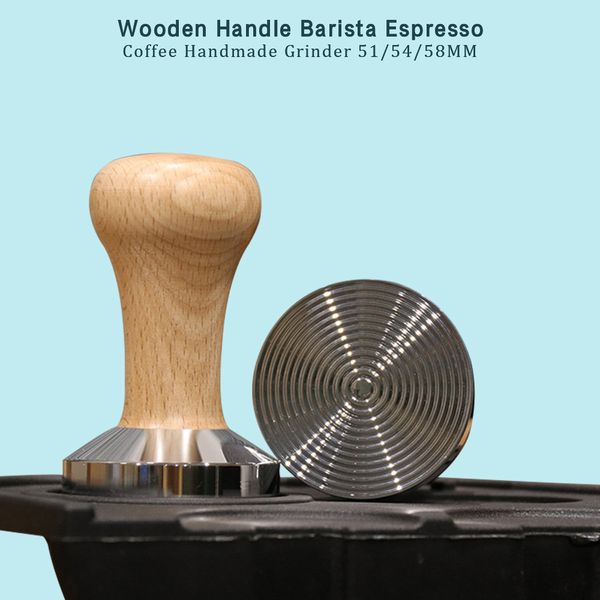 51/53 / 58 мм Кофе Tamper Деревянная ручка Brista Espresso Maker Maker Greamer Handmade Coffee Powler Calilible Настройка давления 210309