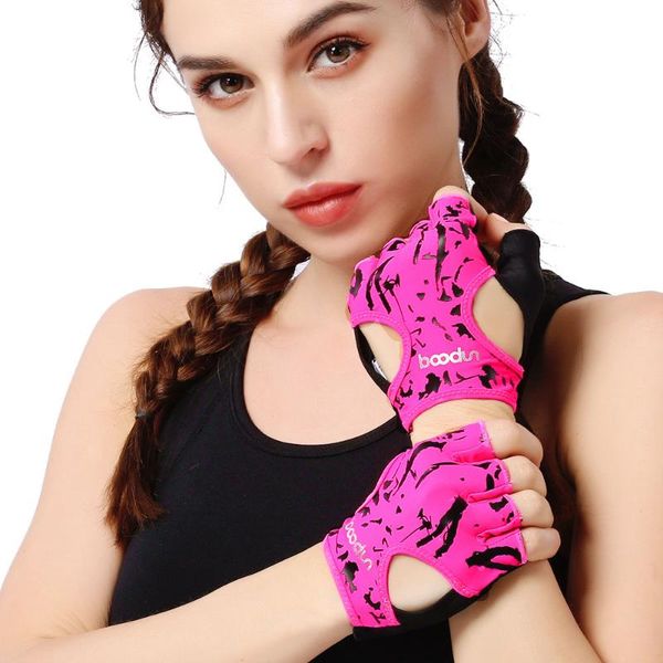 

sports gloves fitness female anti-slip movement hollow half finger care palm equipment training yoga, Black