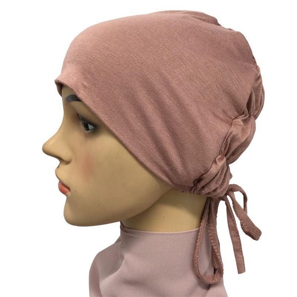 

beanie/skull caps fashion premium muslim inner cap stretch hijab with rope adjustable women underscarf solid color islamic turban headwear, Blue;gray