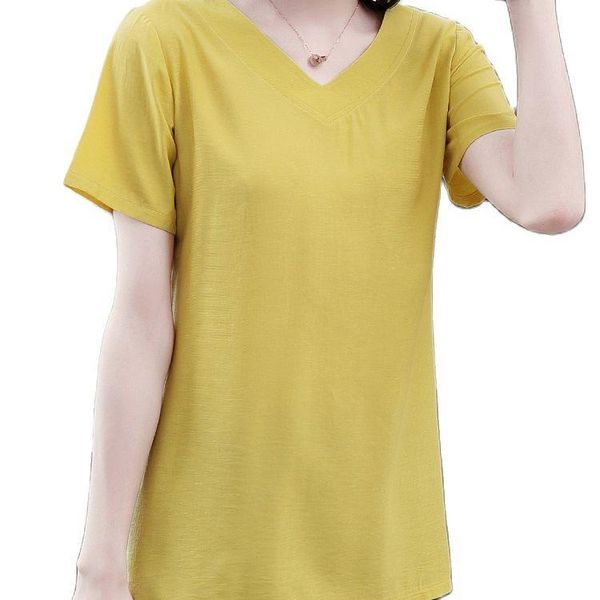 

women's t-shirt summer 2021 mother short sleeve female style coat big yards long render unlined upper garment in clothing, White