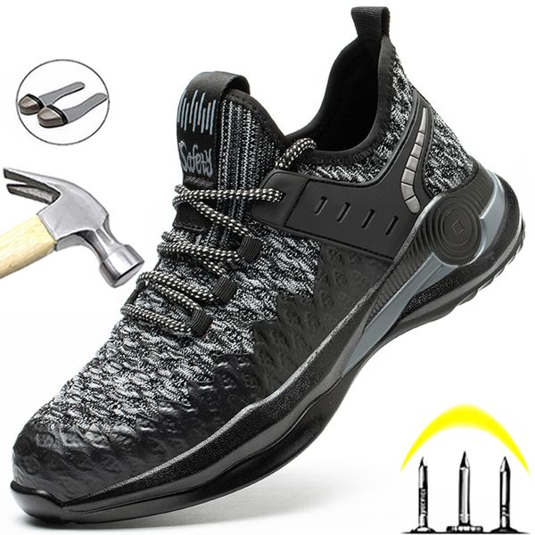 

2022 new work shoes safety boots steel toe shoes work sneakers indestructible safety shoes light men puncture-proof boots