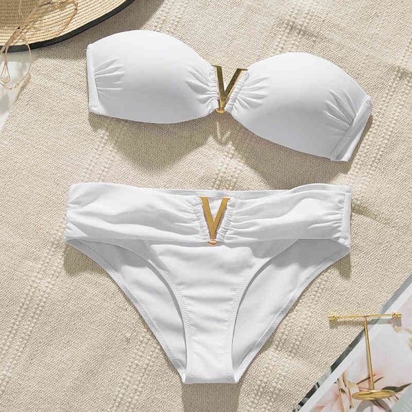 

bathing mossha v swimsuit suit female push up 2021 bandeau extreme bikini set white swimwear women summer bathers, White;black