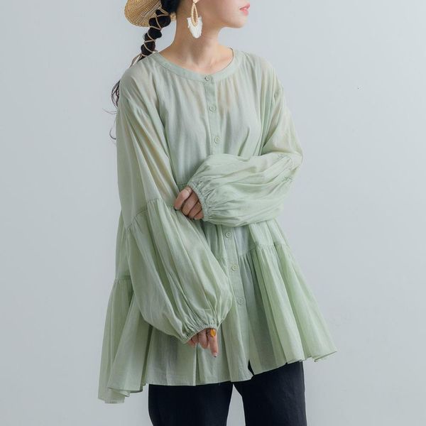 

chiffion women blouse shirts lantern sleeve 2021 autumn spring casual ruffles shirts loose fashion korean style blouse, White