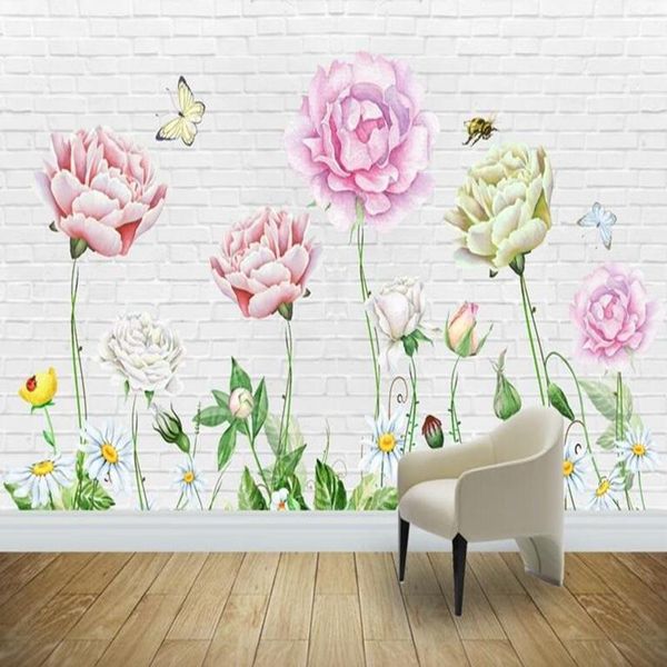 

wallpapers wallpaper 3d modern minimalistic hand-painted roses kids po home decor children room restuarant