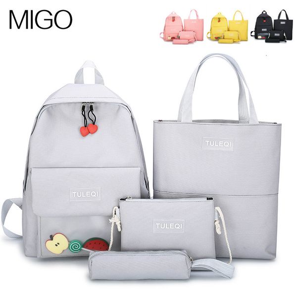

backpack 2021 girls' campus schoolbag cartoon cute four piece