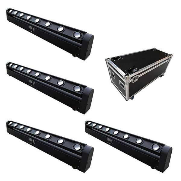 

effects 4pcs/lot flight case packed led eight beam spotlight full color scanning flash colorful lamp bar hall stage lighting