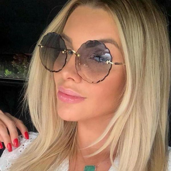 

gradient rimless women female luxury designer shades sunglasses big round oversized sunglasses vintage frame glasses 2021 uv400 bwqqu, White;black