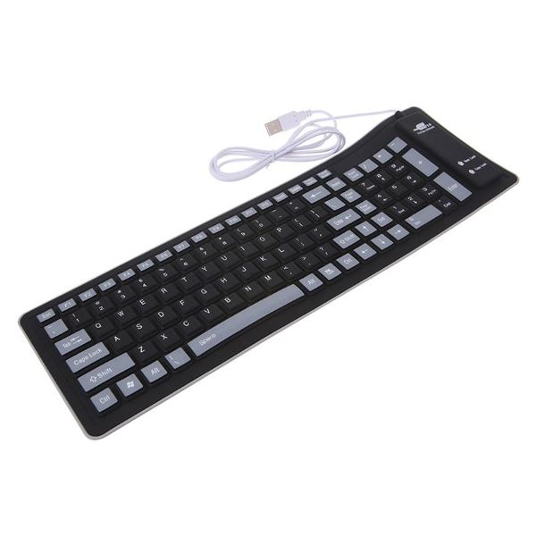 

foldable keyboard waterproof usb wired keyboard 103 keys silicone soft u4ld