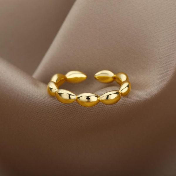 

wedding rings stainless steel adjustable round finger for women men gold beads couple ring korean fashion jewelry gifts 2021 bff, Slivery;golden