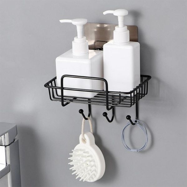 

hooks & rails 1pc wall rack kitchen iron sponge brush drain shelf bathroom hollow rag towel hook storage organizer