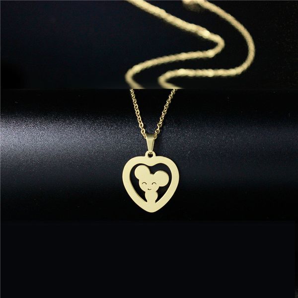 

europe and the united states titanium steel rat heart pendant necklace hollow out lovely students, Silver