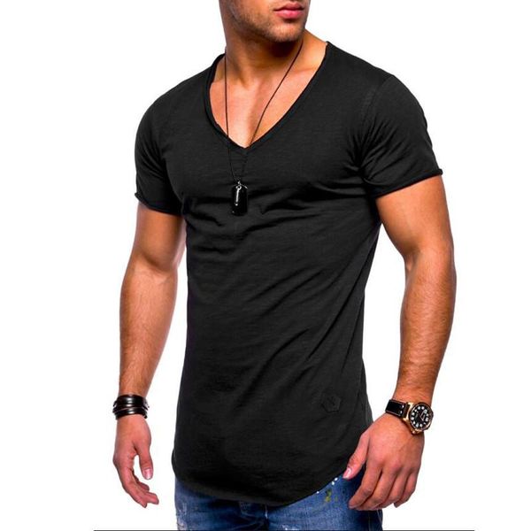 

men's t-shirts 2021 v-neck t-shirt fitness bodybuilding high street summer short-sleeved zipper casual cotton top, White;black
