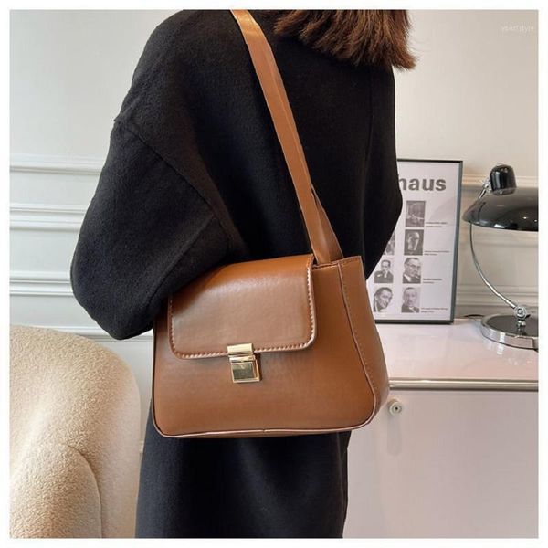

evening bags korea large vintage shoulder for women office handbag brown black leather light baguette bag 2021 women's briefcase