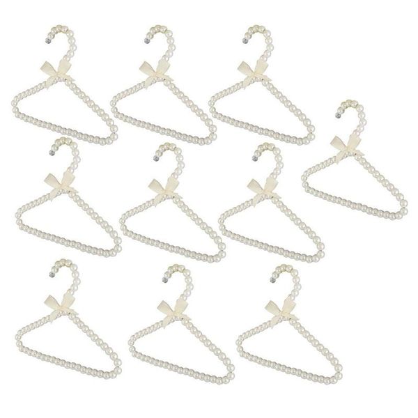 

10pcs pearl beaded clothes pants hanger trousers dress holder with bowknot white
