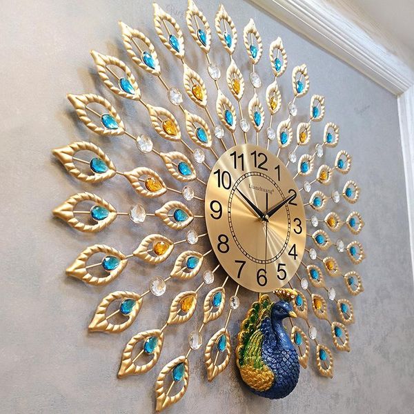 

wall clocks heat chinese creative simple modern home clock 3d peacock living room mute fashion decorative quartz