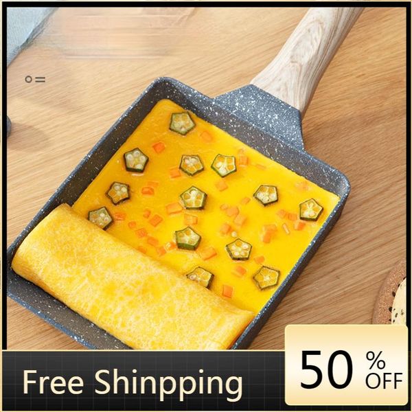 

pans deep lid frying pan cooking pot breakfast cast iron saucepan square non stick panela pancake maker ag50jg