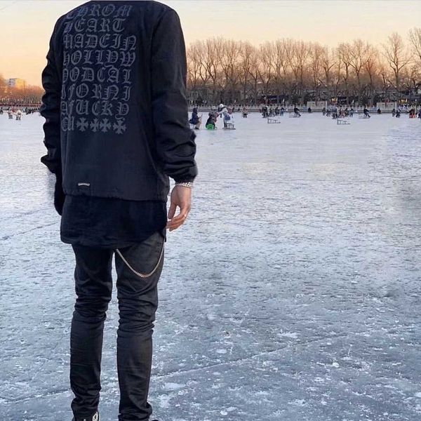 

chh autumn new couple's dark cross sanskrit print jacket coat men's and women's stormwear q7ot, Black