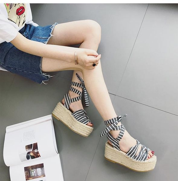 

dress shoes sandalias mujer 2021 women chunky sandals zapatos de ankle straps lady footware fashion wedges gladiators, Black