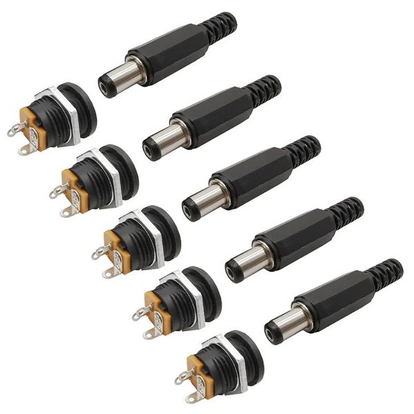 

other lighting accessories 2/5/10pairs 5.5*2.1mm dc connector 5.5mm x 2.1mm 12v 3a power male plug female socket jack supply panel mount ada
